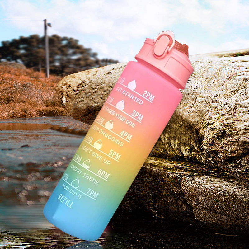 750ML Water Bottle with Straw Motivational Sport Water Bottle for Girls Leakproof Drinking Bottles Outdoor Travel Fitness Jugs