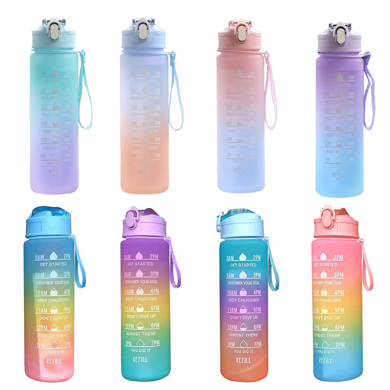 750ML Water Bottle with Straw Motivational Sport Water Bottle for Girls Leakproof Drinking Bottles Outdoor Travel Fitness Jugs