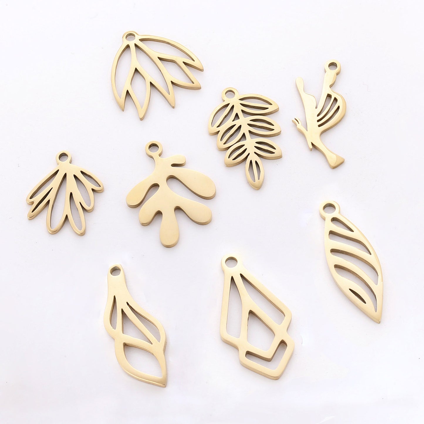 3PCs Stainless Steel Mini Flower Charms Tree Leaf Bird Pendant Necklace Diy Earring For Jewelry Making Findings Wholesale