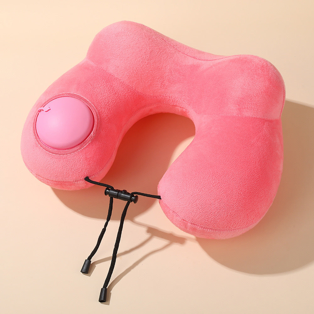 U-shaped Inflatable Travel Pillows Portable Air Pillow Neck Support Cushion Comfortable Sleeping Pillow Press To Inflate Pillow