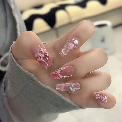 10Pcs Short Press On Nails y2k Star Rhinestone Design Handmade Press On nails Luxury With Design Full Cover Removable Fake Nails