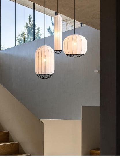 Japanese Lantern Lamp Modern Fabric Pendant Lamp For Living Room Homestays Corridors Staircase Decorative LED Cloth Hanging Lamp