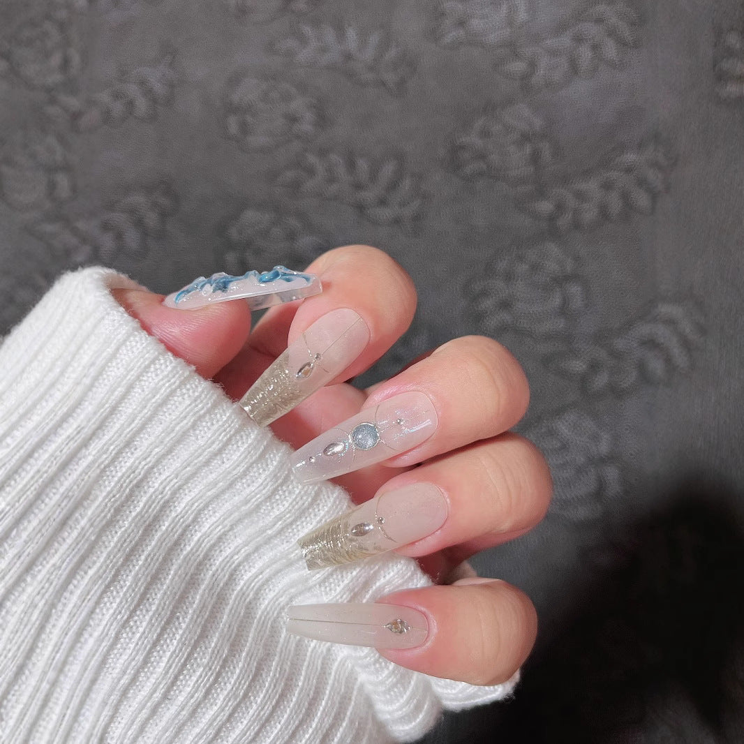 10Pcs Short Press On Nails y2k Star Rhinestone Design Handmade Press On nails Luxury With Design Full Cover Removable Fake Nails