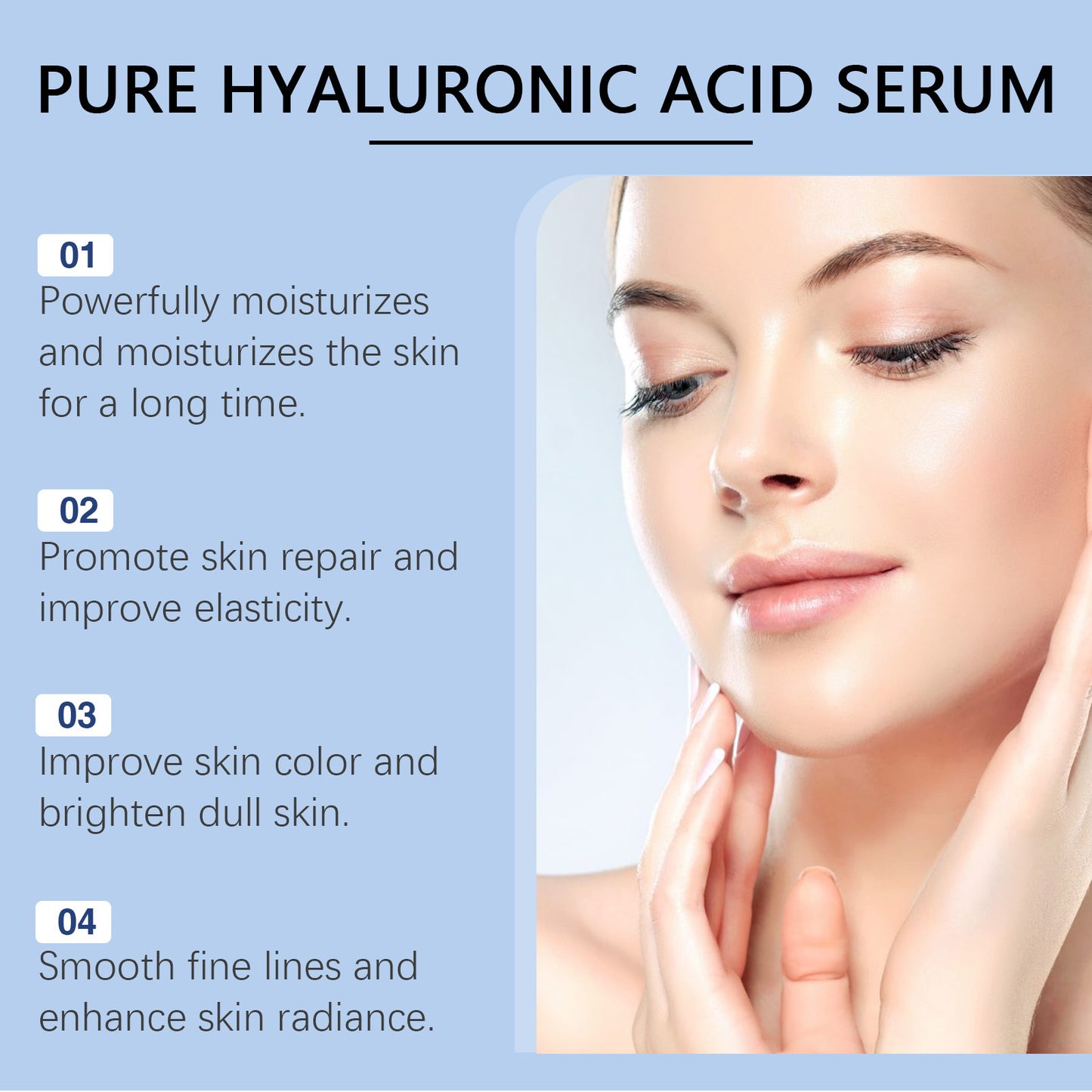 Hyaluronic Acid Serum Shrink Pores Fade Fine Lines Remove Dark Spot Improve Dry Moisturizing Lightening Repairing Facial Essence