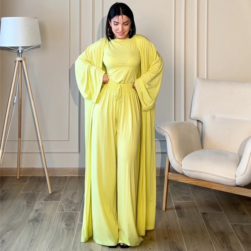 Women's clothing 2025 spring and summer new casual loose jacket sleeveless vest wide-leg trousers three-piece club clothing Vest