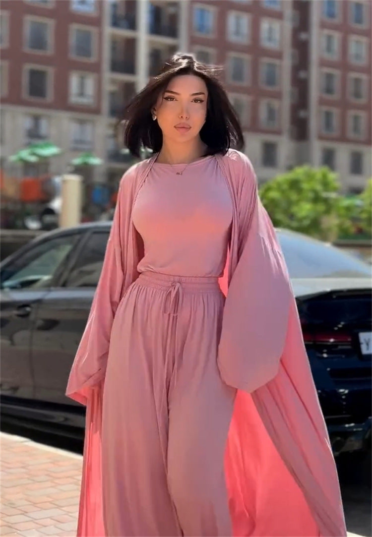 Women's clothing 2025 spring and summer new casual loose jacket sleeveless vest wide-leg trousers three-piece club clothing Vest