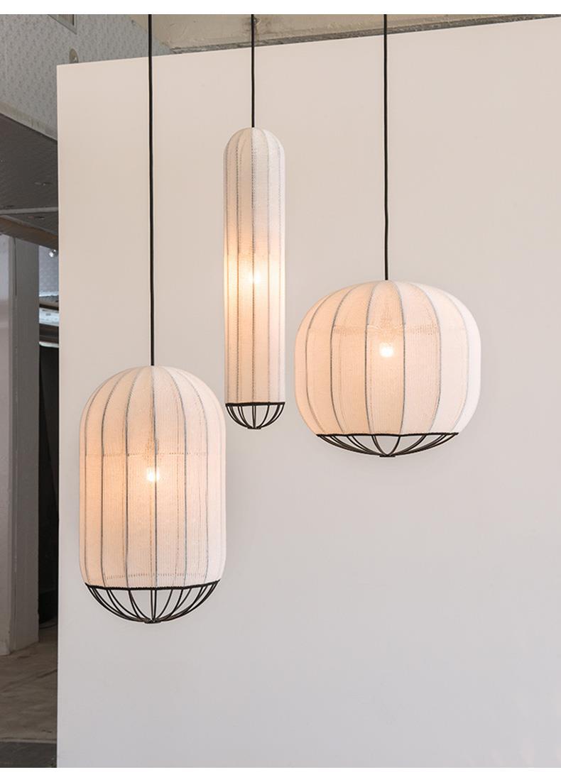 Japanese Lantern Lamp Modern Fabric Pendant Lamp For Living Room Homestays Corridors Staircase Decorative LED Cloth Hanging Lamp