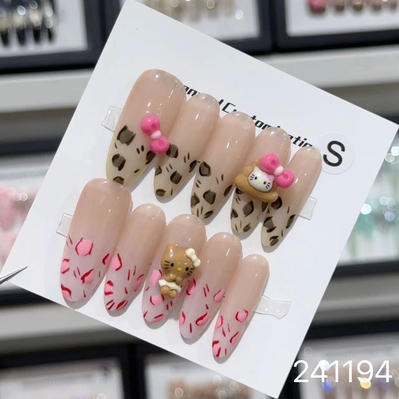 10Pcs Short Press On Nails y2k Star Rhinestone Design Handmade Press On nails Luxury With Design Full Cover Removable Fake Nails