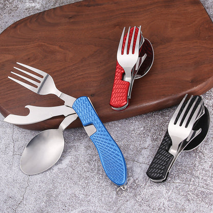 Foldable Camping Utensil Set - Multi-Functional Knife, Fork, Spoon Combo For Outdoor Activities And Sports Camping Picnic Travel