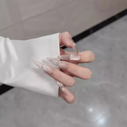 10Pcs Short Press On Nails y2k Star Rhinestone Design Handmade Press On nails Luxury With Design Full Cover Removable Fake Nails