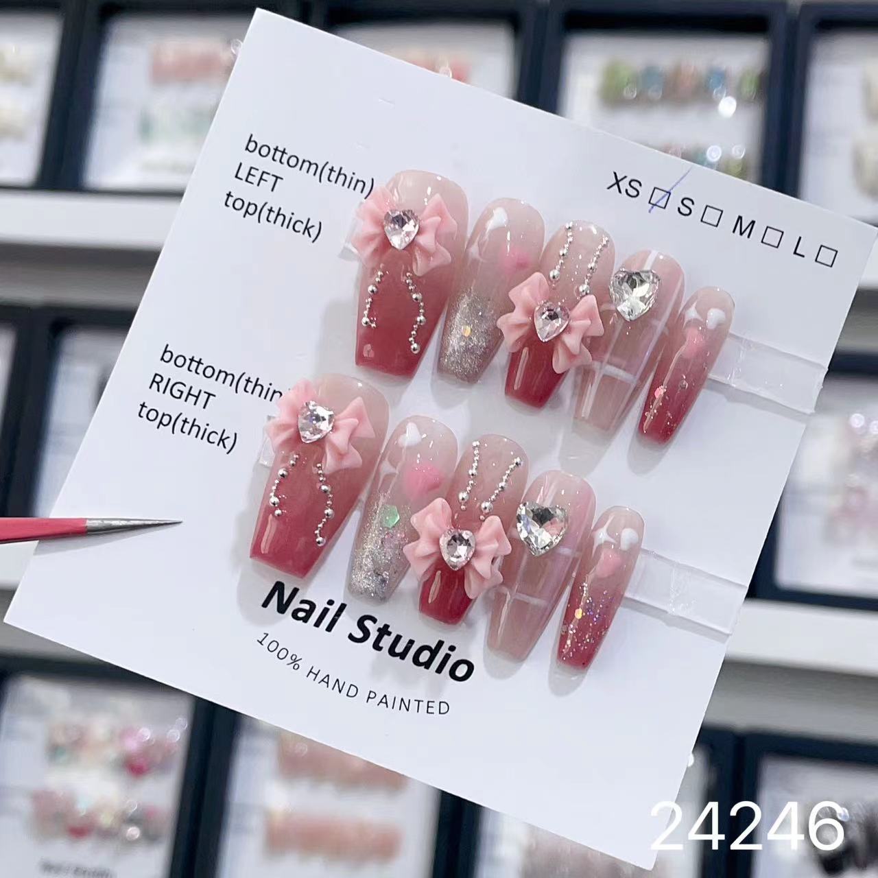 10Pcs Short Press On Nails y2k Star Rhinestone Design Handmade Press On nails Luxury With Design Full Cover Removable Fake Nails