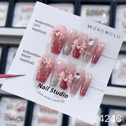 10Pcs Short Press On Nails y2k Star Rhinestone Design Handmade Press On nails Luxury With Design Full Cover Removable Fake Nails