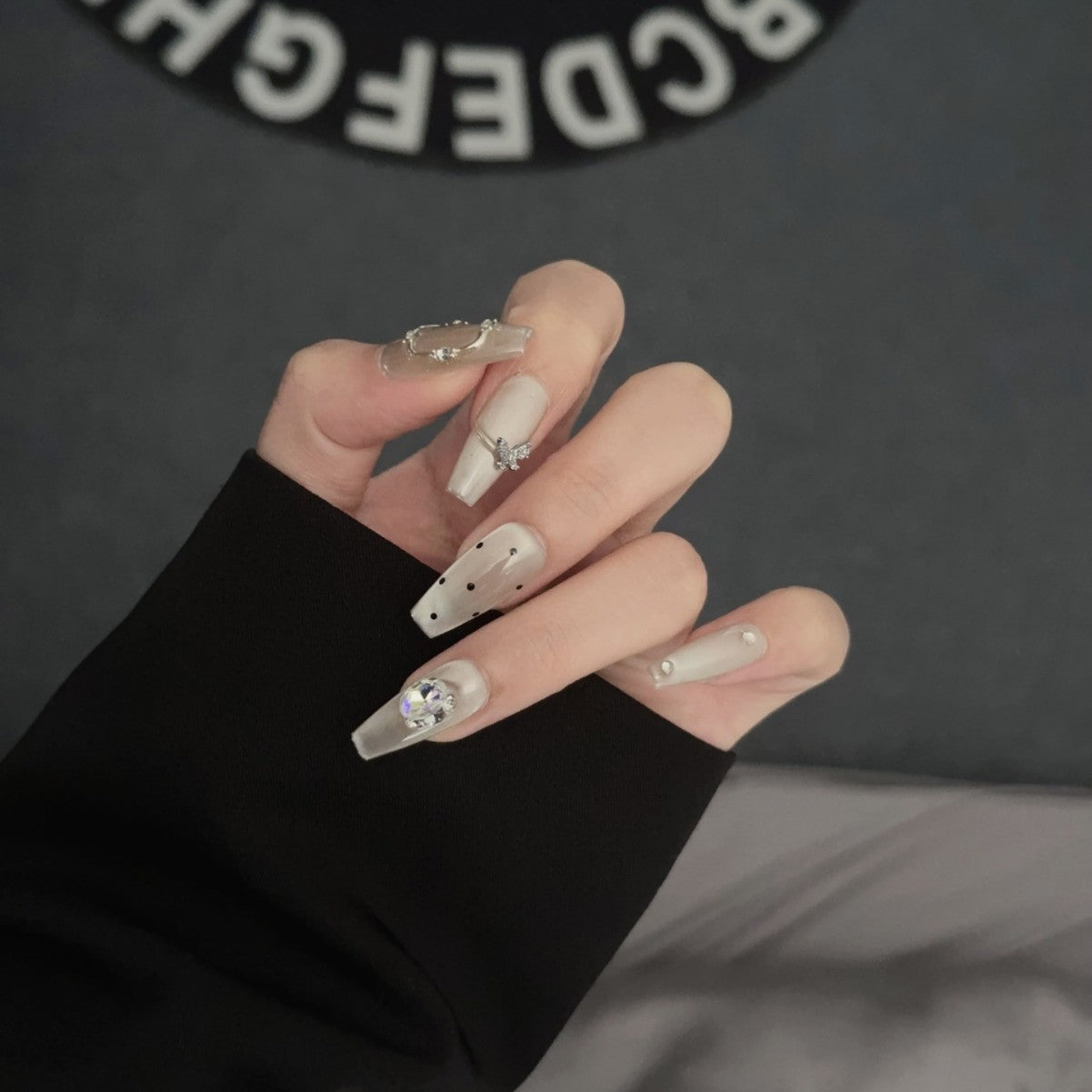 10Pcs Short Press On Nails y2k Star Rhinestone Design Handmade Press On nails Luxury With Design Full Cover Removable Fake Nails