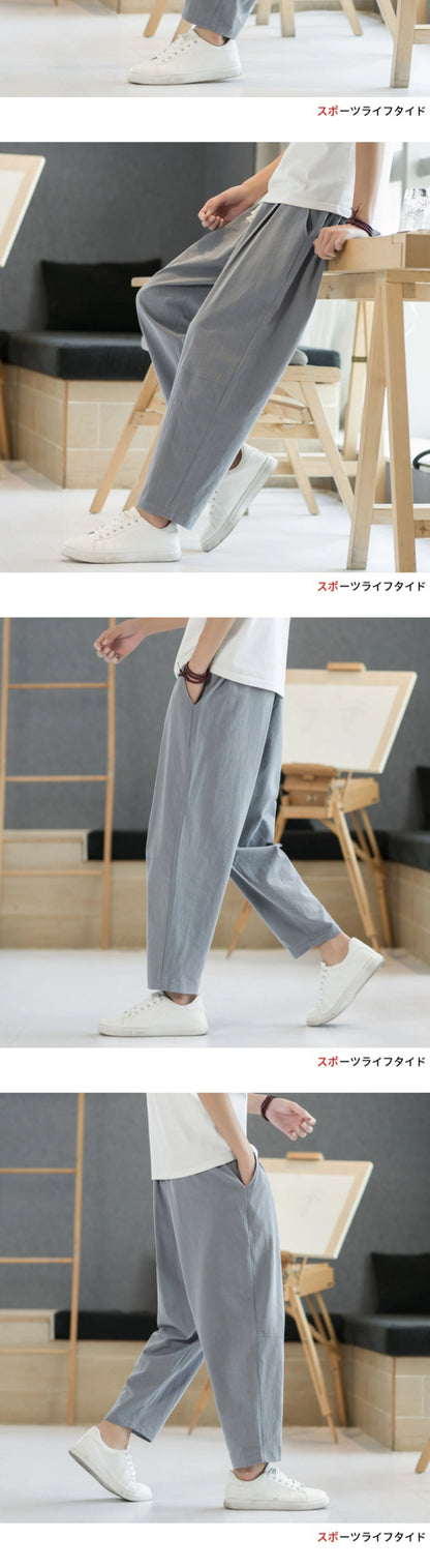 Men's Pants Cotton and Linen Male Summer New Solid Color Mens Trousers Loose Fitness Baggy Streetwear Plus Size M-5XL