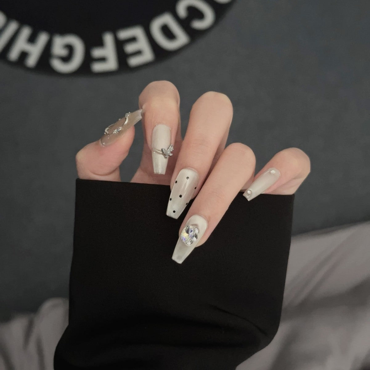 10Pcs Short Press On Nails y2k Star Rhinestone Design Handmade Press On nails Luxury With Design Full Cover Removable Fake Nails