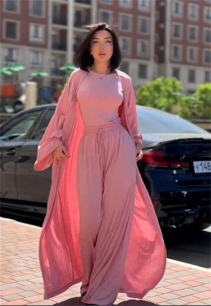 Women's clothing 2025 spring and summer new casual loose jacket sleeveless vest wide-leg trousers three-piece club clothing Vest