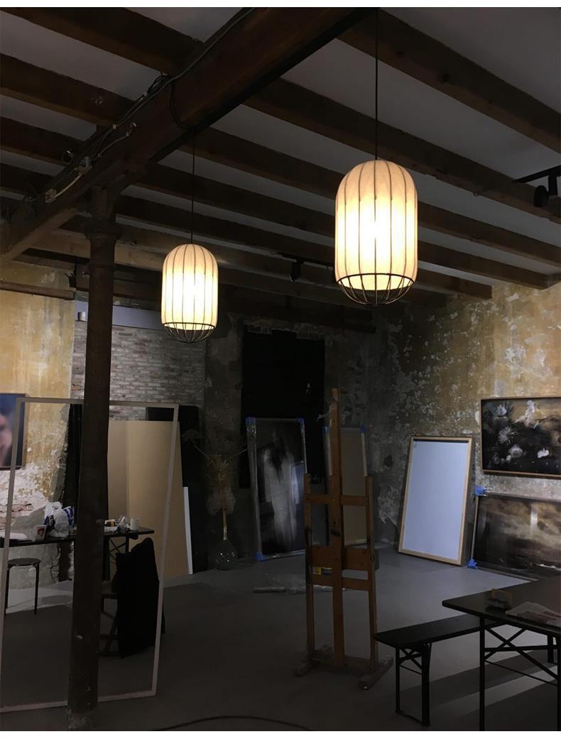 Japanese Lantern Lamp Modern Fabric Pendant Lamp For Living Room Homestays Corridors Staircase Decorative LED Cloth Hanging Lamp