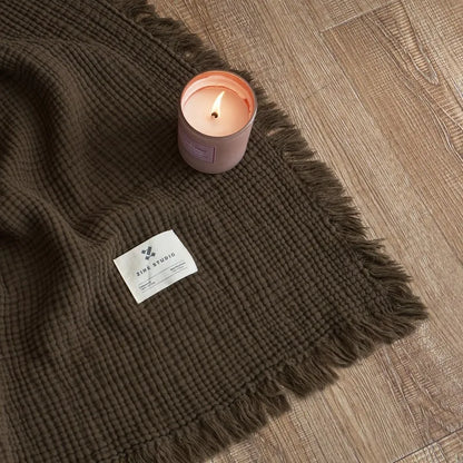 Maillard Cotton Blankets Four Layers Of Gauze Sofa Cover Blanket With Tassel AB Side Office Nap Decorative Bed Muslin Blanket