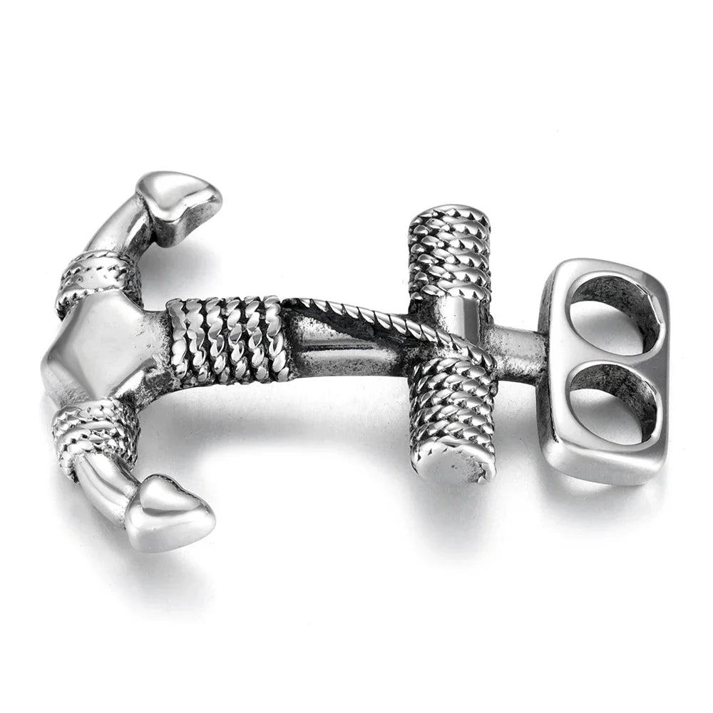 Stainless Steel Anchor Hooks Curved Double Hole for Leather Bracelet Connector Clasp Jewelry Making Findings DIY Supplies