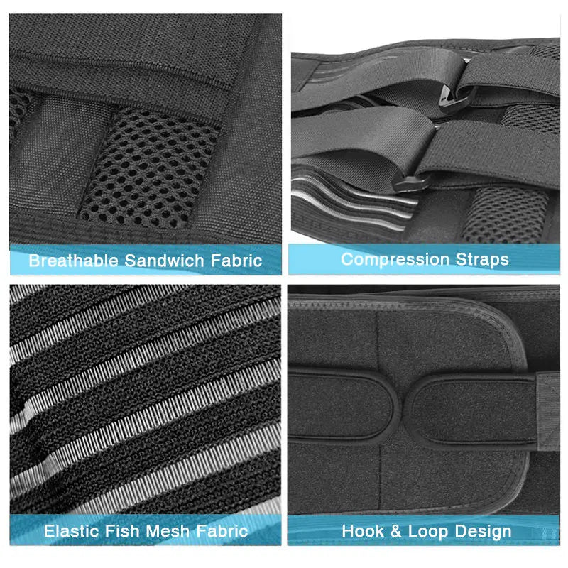 Back Braces for Lower Back Pain Relief with 6 Stays, Breathable Back Support Belt, Anti-skid lumbar support belt with 16-hole