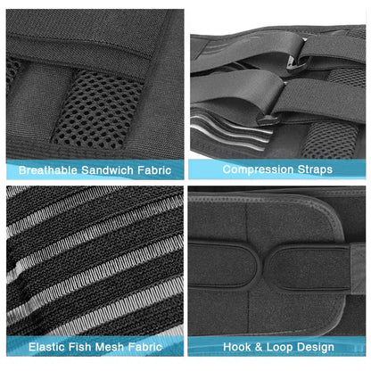 Back Braces for Lower Back Pain Relief with 6 Stays, Breathable Back Support Belt, Anti-skid lumbar support belt with 16-hole