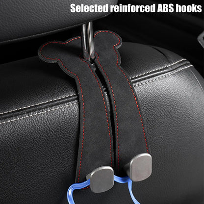 Car Seat Hooks for Headrest Leather Car Seat Headrest Double Hook Car Back Seat Headrest Hooks for Handbags