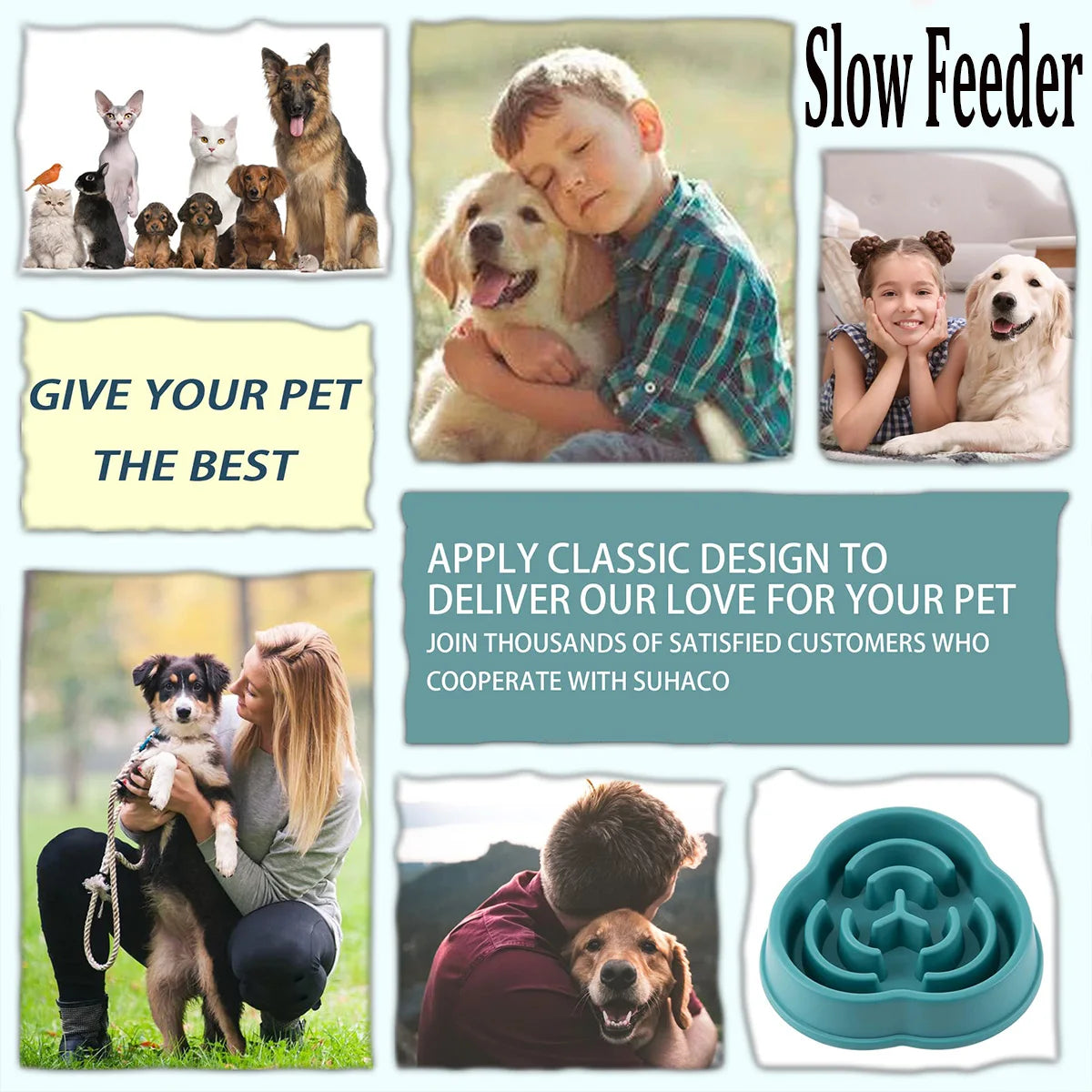 Pet Slow Feeder Bowl Durable Non-Slip Anti Choking Dog Bowl For Digestive Health & Bloat Reduction For Large Medium Small Dogs