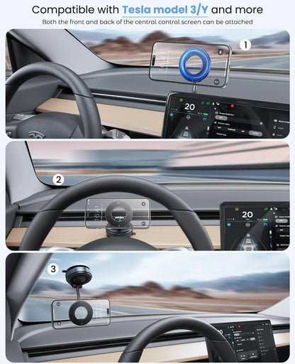 Magnetic Suction Cup Phone Mount for MagSafe, 360° Adjustable, Foldable & Portable Holder for All Smartphones & Car Models