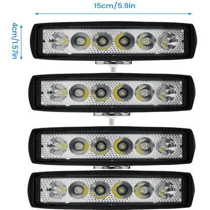 1/2/4Pcs LED Work Light Strip Shape Light Bar 6000K Flood Spot White Off Road Head Car light IP67 Auto parts For Multiple Scenes