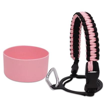 Paracord Handle For Wide Mouth Water Bottle And Silicone Sleeve Boot Compatible With Hydro Flask Tumblers Accessories