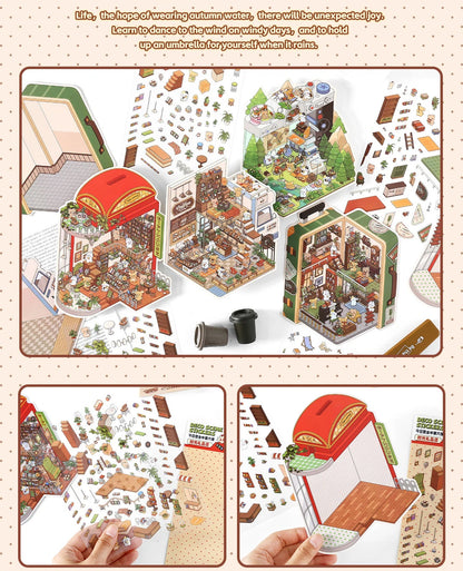 Creative Design Outdoor Scene Sticker for Student Cute Cartoon DIY Decor Landscaping Sticker Scrapbook Journal Student Sticker