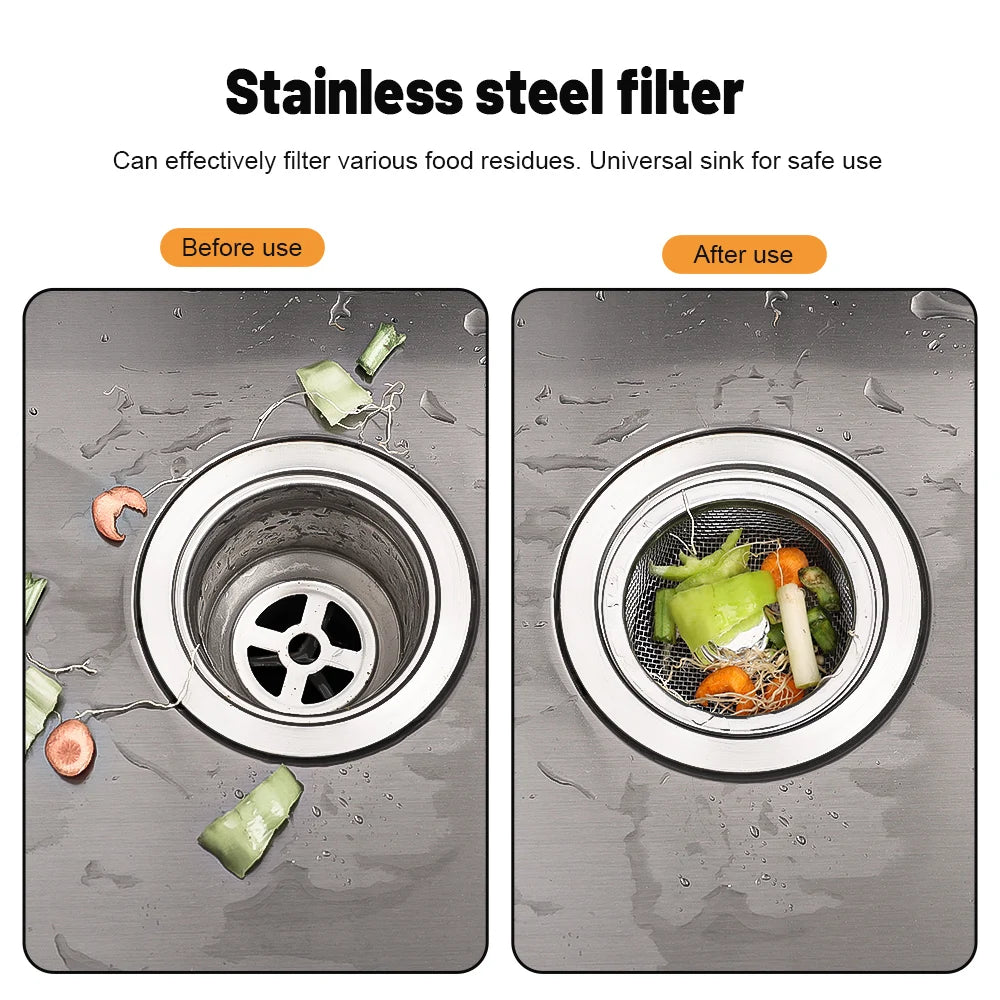 Wholesale Kitchen Sink Strainers with Handle Stopper Sink Drain Basket Stainless Steel Mesh Filter Waste Hole Trap Strainer