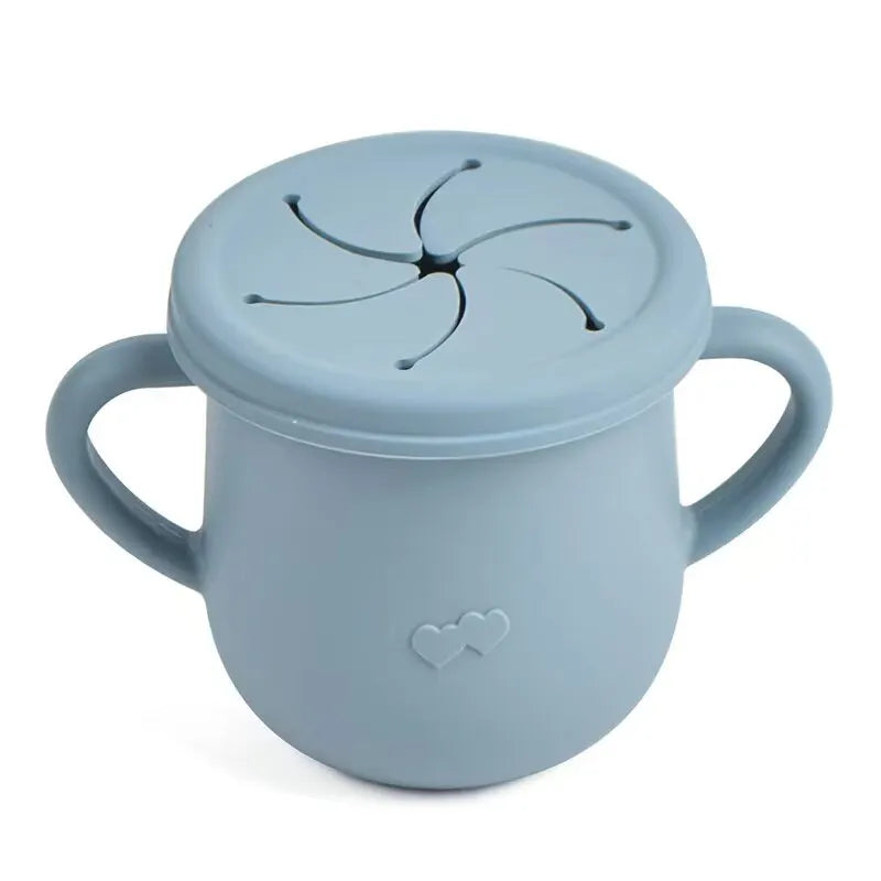 Silicone Baby Snack Cup Kids Solid Color Silicone Food Box Baby Portable Baby Snack Container with Baby Cup Lid