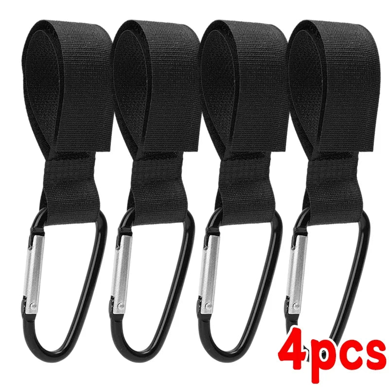 1-6Pcs Baby Stroller Hook Organizer Adhesive Nylon Clasp Loop Clips Carabiner Hooks Diaper Bag Shopping Pram Hook Buckles Hanger