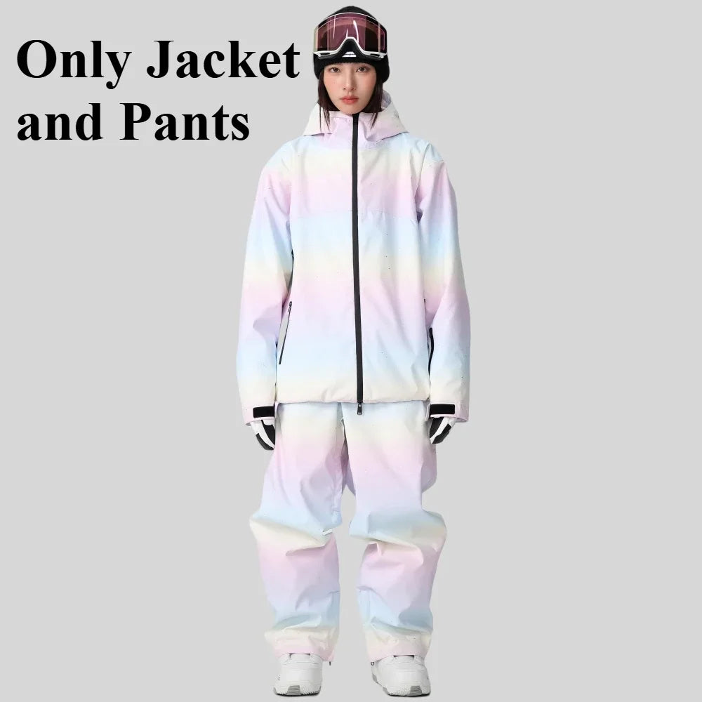 Winter Couple Skiing Suites New Warm Woman Snow Set Outdoor Ski Sport Suit Men Windproof Snowboard Tracksuit Loose Snow Clothing