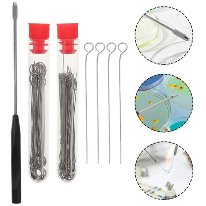 2 Pcs Inoculation Rods 90 Replaceable Inoculating Rings Copper Plated Microbiology Kit Reusable Inoculating Loop Laboratory