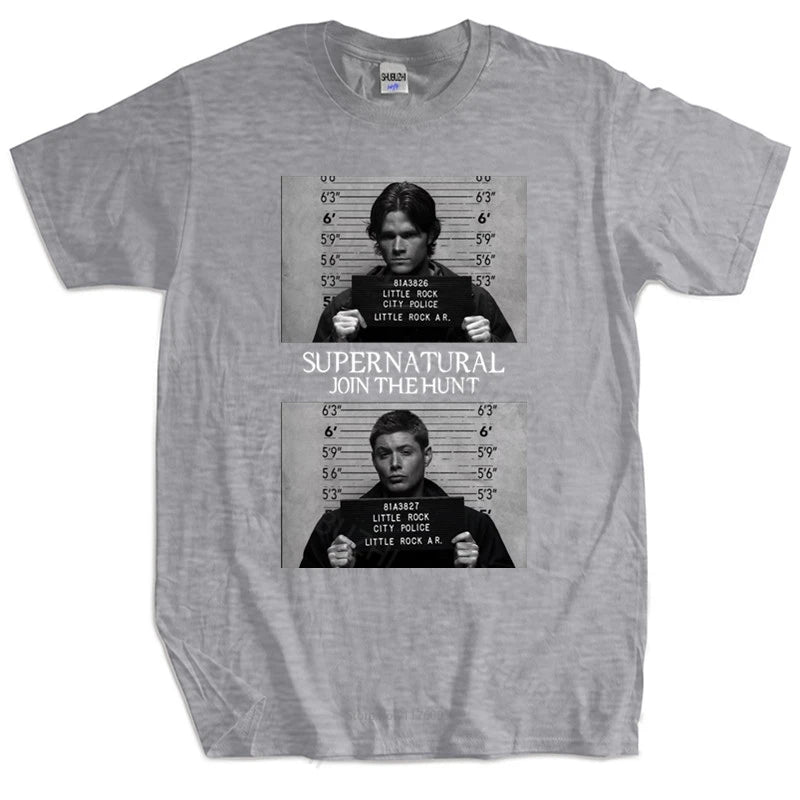 Mens T-shirt TOPS Supernatural Mugshot's T shirt supernatural mug mugshot sam dean winchester sam unisex tee-shirt