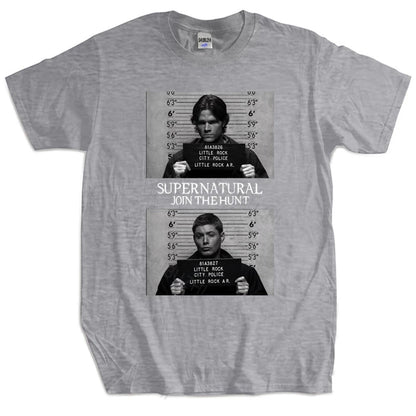 Mens T-shirt TOPS Supernatural Mugshot's T shirt supernatural mug mugshot sam dean winchester sam unisex tee-shirt