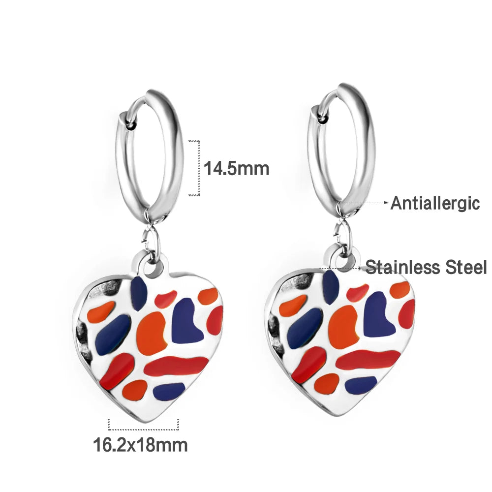 LUXUSTEEL Golden Heart style Women's Hoop Earrings Stainless Steel Female Earring Flower Star Drop Ear ring Jewelry Gifts