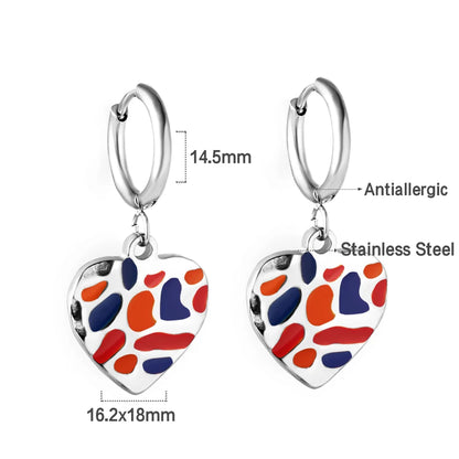 LUXUSTEEL Golden Heart style Women's Hoop Earrings Stainless Steel Female Earring Flower Star Drop Ear ring Jewelry Gifts