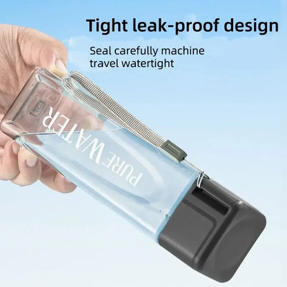 Portable Plastic Water Cup Square Bottle with Hand Strap Milk Cup Creative Frosted Portable Cup Student Sports Water Bottle