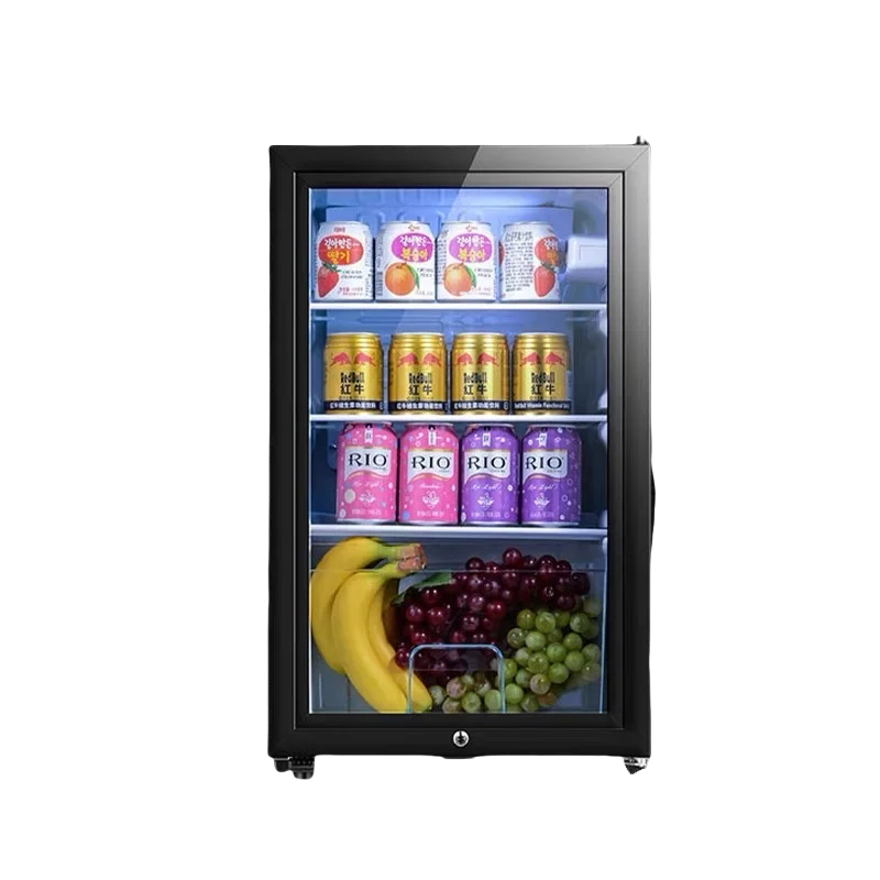 Portable Refrigerator, Double-layer Glass Door, Noise Free, Mini Fridge, Bar, Hotel, Transparent Door Freezer, Small Space