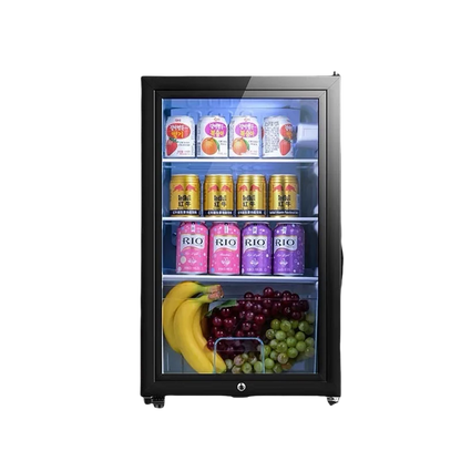 Portable Refrigerator, Double-layer Glass Door, Noise Free, Mini Fridge, Bar, Hotel, Transparent Door Freezer, Small Space
