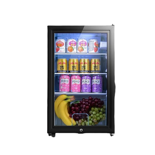 Portable Refrigerator, Double-layer Glass Door, Noise Free, Mini Fridge, Bar, Hotel, Transparent Door Freezer, Small Space