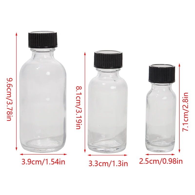 6 Pcs Small Clear Glass Bottles With Lids Glass Containers Round Bottles For Juice, Oils, Ginger Shots, Whiskey, Liquids