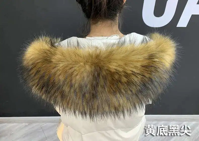 Detachable Faux Fur Collar Extra Large Warm Fake Fur Scarf Wrap Evening Cape For Winter Womens Coat Faux Fur Hood Ttrim Collar