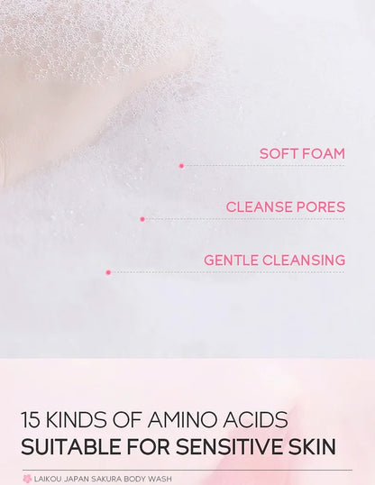 LAIKOU Sakura Shower Gel Long Moisturizing Smooth Long Lasting Fragrance Gentle Foam Body Cleansing Bath Product 100ml
