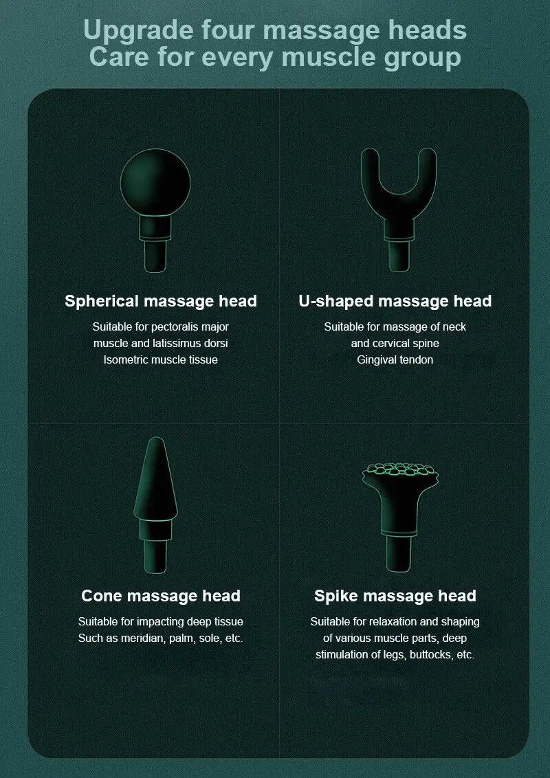 Massage Gun Portable Percussion Pistol Massager For Body Neck Deep Tissue Muscle Relaxation Gout Pain Relief Fitness