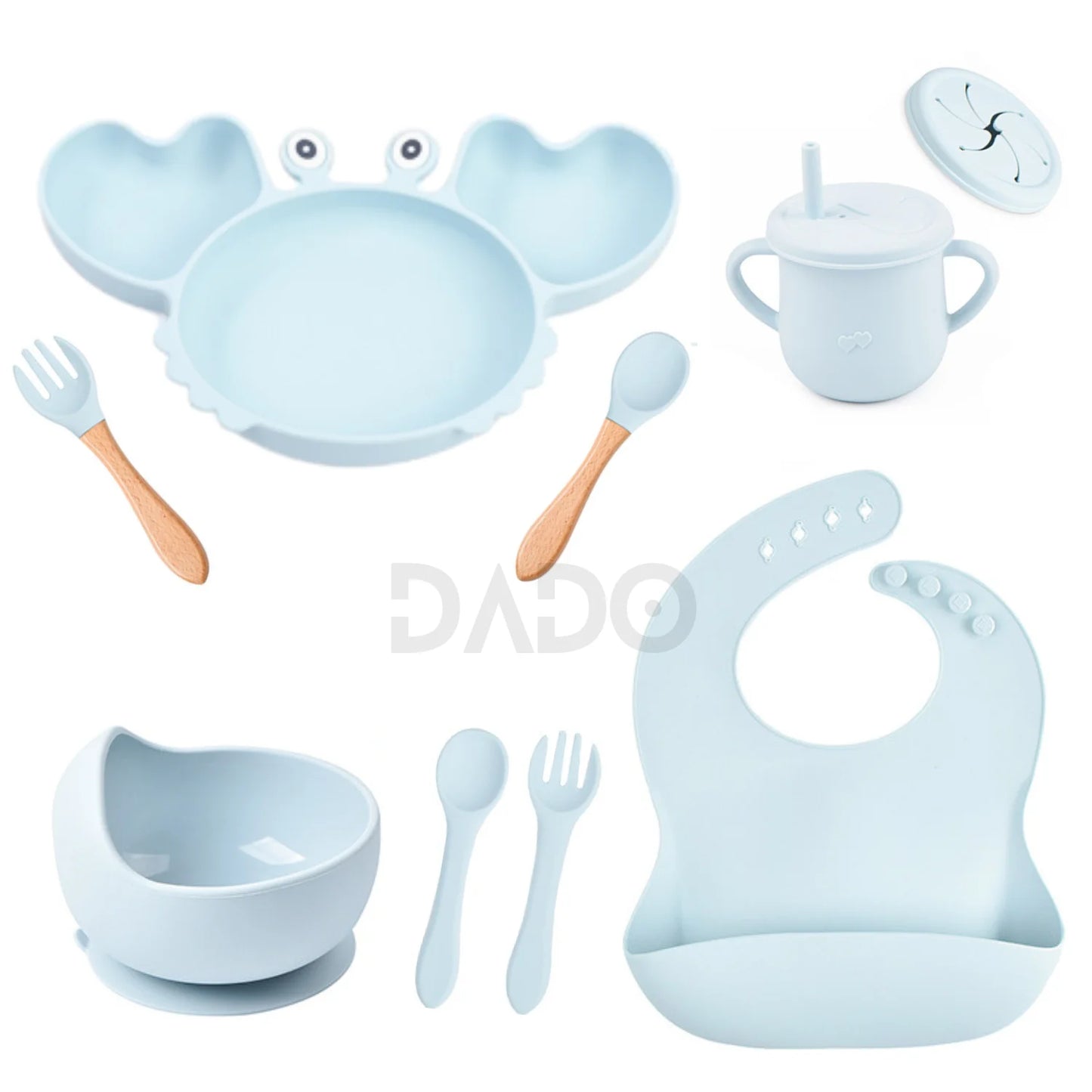 Customized Baby Silicone Feeding Set with Suction Cup Personalized Name Dish Divided Plate Bowl Spoon Cute Kid Eating Tableware