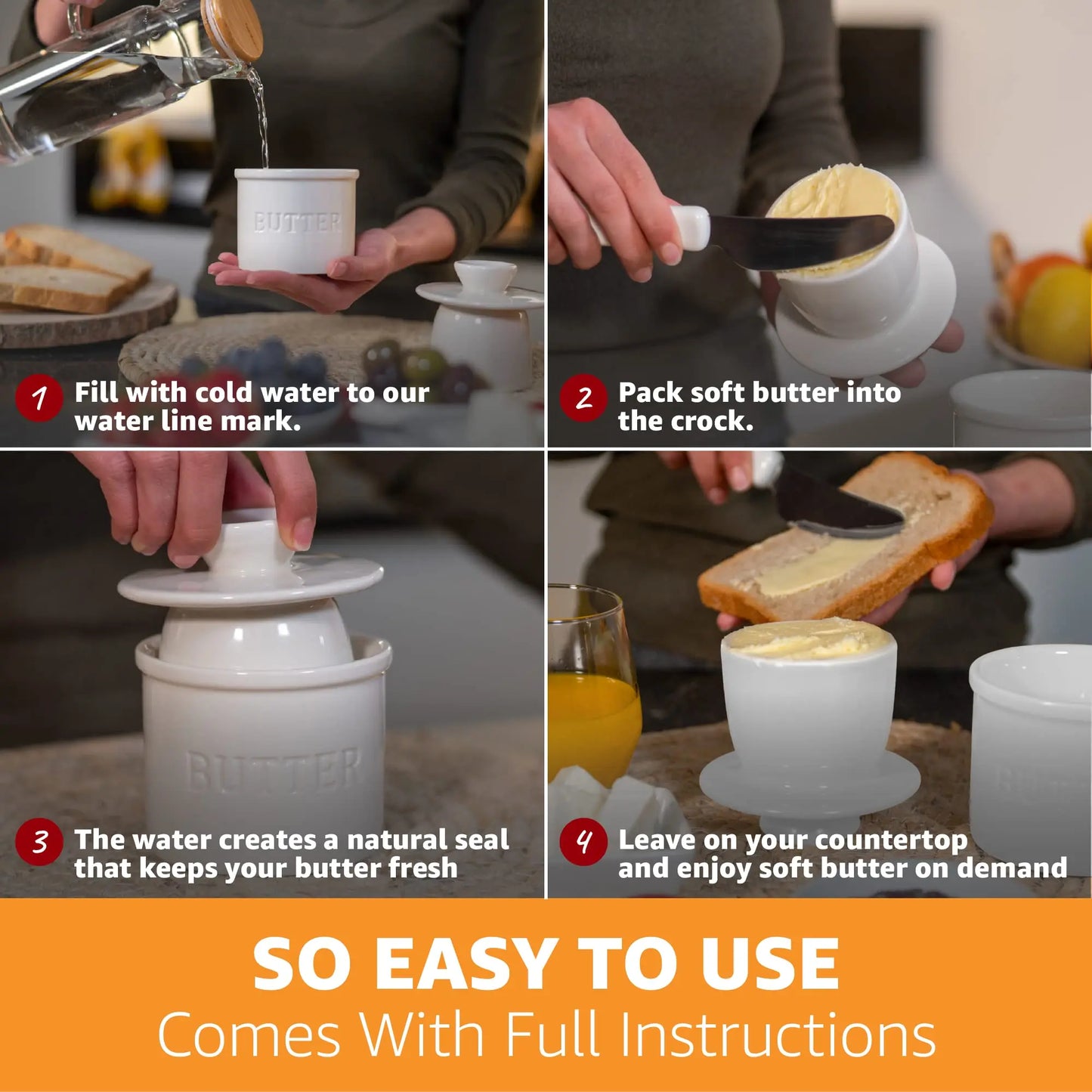 French Butter Crock For Counter With Butter Knife On Demand Spreadable Butter Ceramic Bell Style Butter Jar Butter Dish with Lid